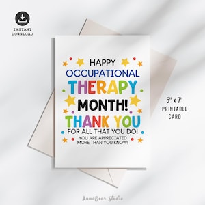 Maandkaart ergotherapie afdrukbaar, OT maand cadeaubon, ergotherapeut waardering maand cadeaubonnen, OT maand printables