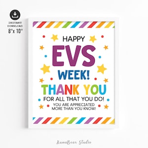 EVS Week Poster - Environmental Services Staff Appreciation Thank You Sign, 8x10 Wall Decor PDF JPG