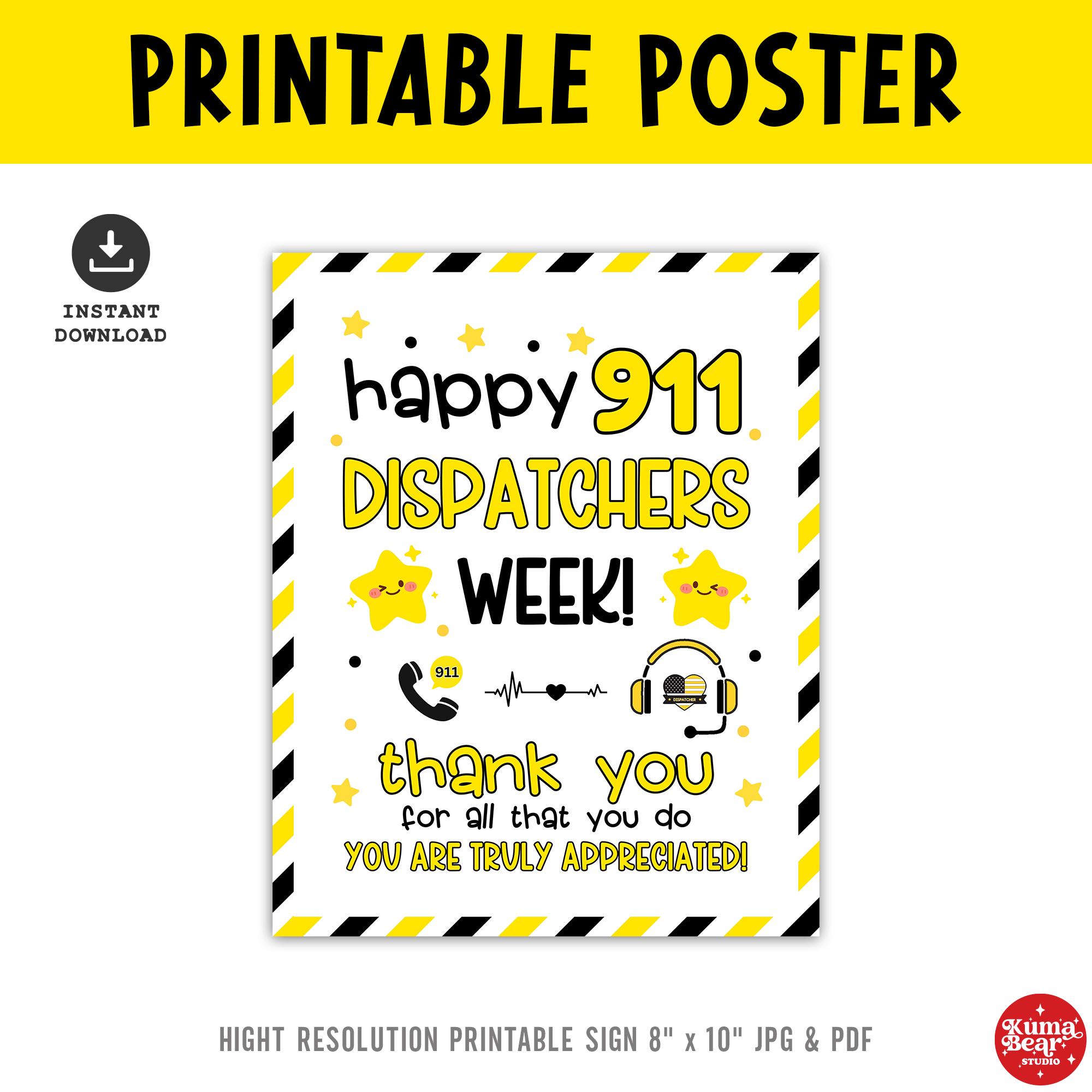 911 Dispatcher Appreciation Thank You Sign, Public Safety ...