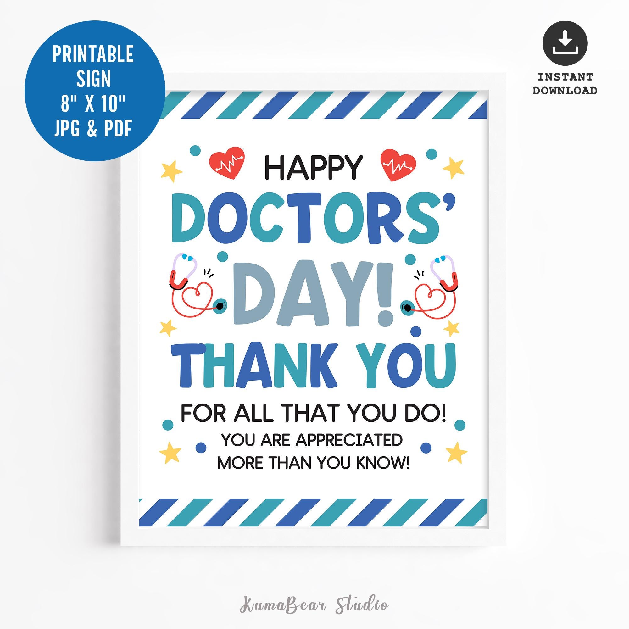 Doctors' Day Printable Sign, Physician Appreciation Thank You Poster ...