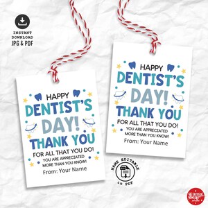Tag Dnia Dentysty, Wydrukowane Tagi Dnia Dentysty, Tagi Prezentów Dentysty, Prezent Wyrazy Wdzięczności Dentyście, Prezent Dentystyczny, Narodowy Dzień Dentysty, Tagi Dentysty