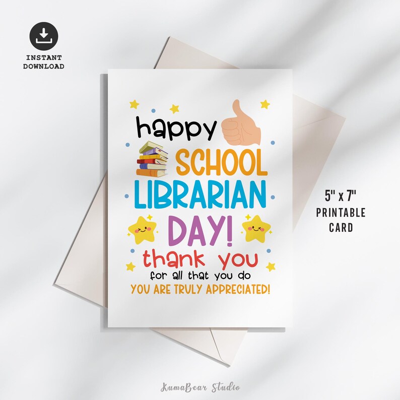 School Librarian Thank You Card, National School Library Day Greeting ...