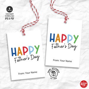 Afdrukbaar Vaderdagcadeaulabel, Happy Father's Day-label voor papa, beste vader ooit cadeaulabel voor hem, vader kan alles repareren, Super Dad-cadeaulabel