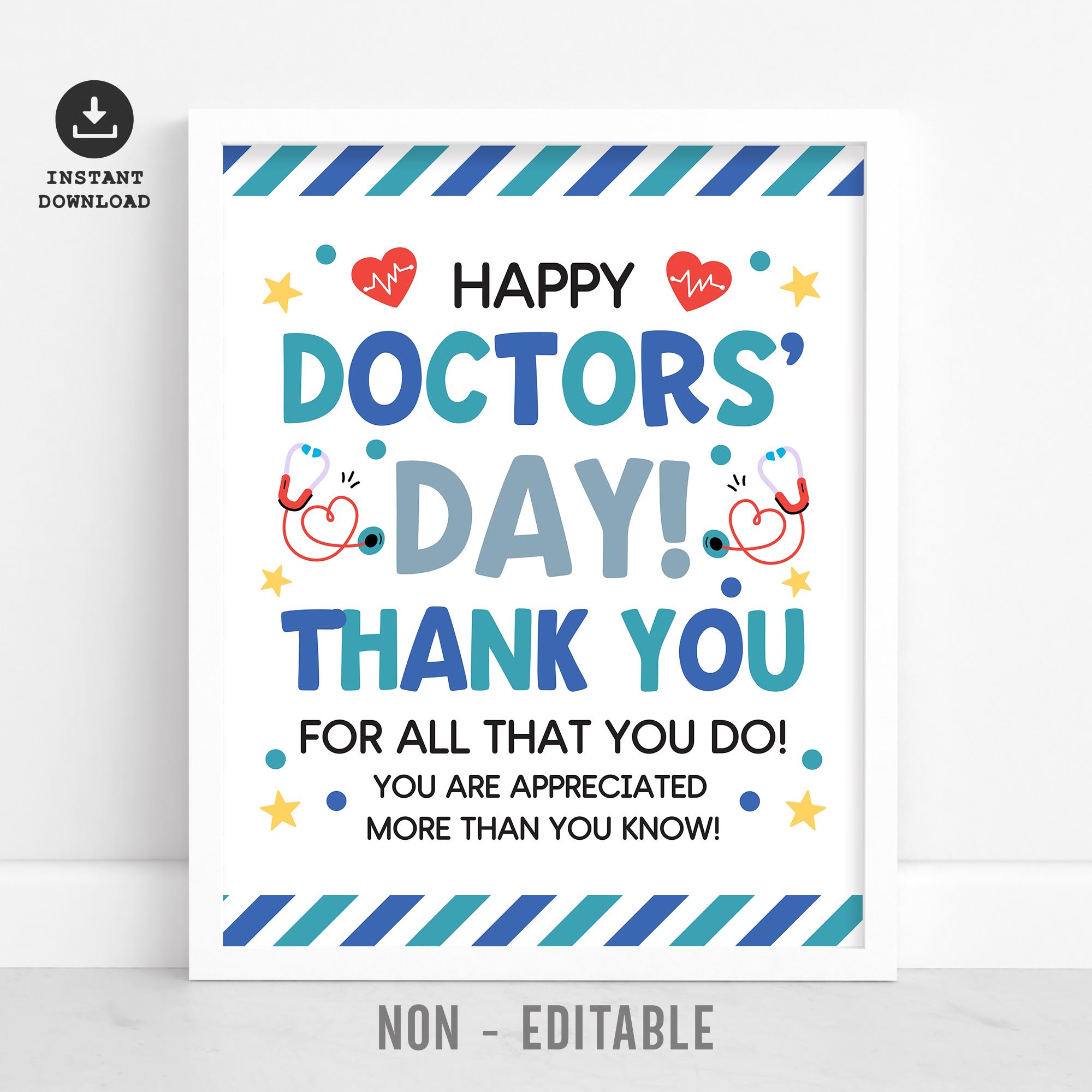 Doctors' Day Printable Sign, Physician Appreciation Thank You Poster ...