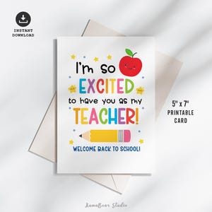 Back to School Teacher Card: Printable Gift Card From Student (PDF ...