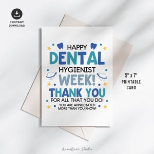 Cartão para impressão da Semana do Higienista Dental, Cartões-presente da Semana de Valorização do Higienista Dental, Cartão de felicitações para impressão da Semana Nacional do Higienista Dental