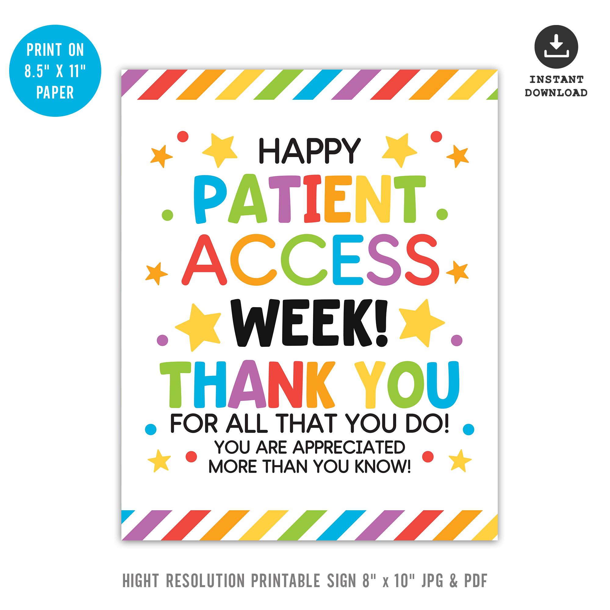 Patient Access Week Printable Sign, Healthcare Staff Appreciation Decor ...
