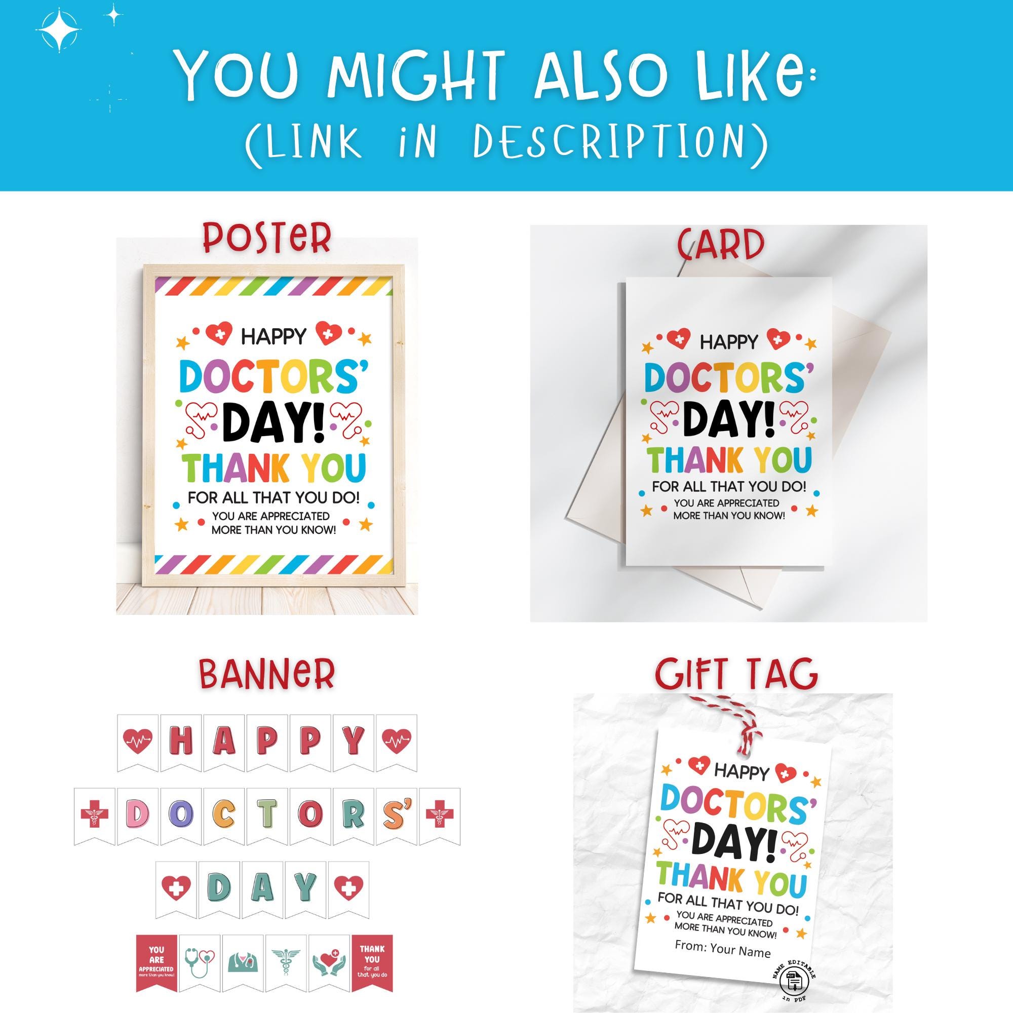 Doctors Day Printable Thank You Card, Physician Appreciation Greeting ...