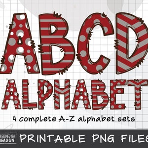 Maroon Grey Sublimation Alphabet,  Maroon Grey Alphabet PNG, Alphabet Sublimation, Alphabet Letters Bundle, Doodles Hand Drawn Letters PNG