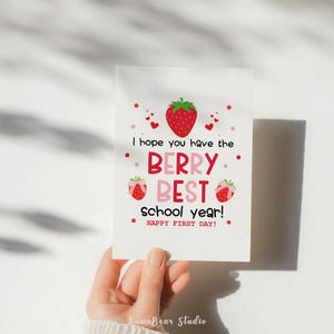 First Day of School Card Printable, Back to School, Berry Best School Year, Welcome Back Printable Card, Happy First Day of School Sign