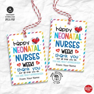 Neonatal Nurses Week Gift Tags - Printable NICU Nurse Appreciation Thank You Tags