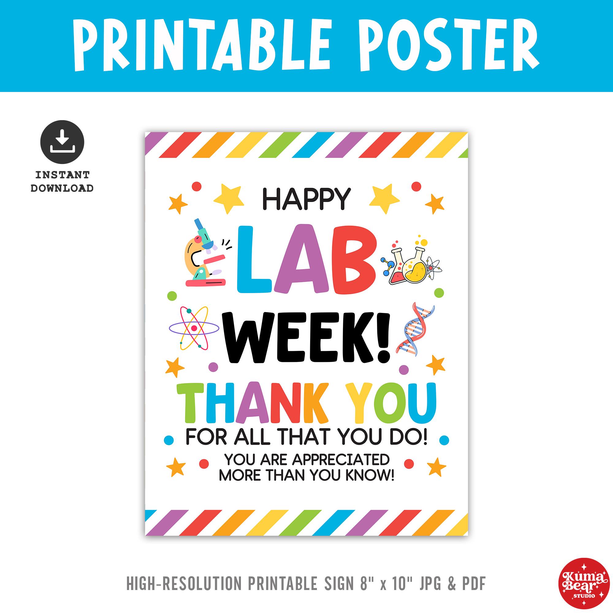 Cath Lab Tech Week Signs Lab Week Printable Sign, Medical Staff Appreciation Poster, Bulletin ...