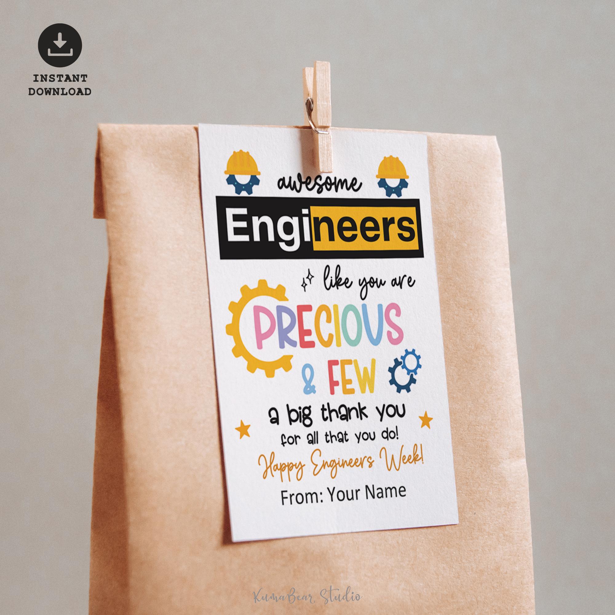 Engineering Thanks Engineers Week Gift Tags Printable, Engineer Appreciation Thank You ...