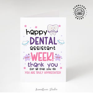 Cartão de felicitações da semana dos assistentes dentários para impressão, Semana de reconhecimento dos assistentes dentários, Cartão para impressão da semana dos assistentes dentários para impressão