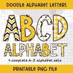 Pacote de letras do alfabeto de abelha, alfabeto de abelha PNG, sublimação de alfabeto de abelha fofa, fonte de abelha mel PNG, clipart de letras desenhadas à mão de verão