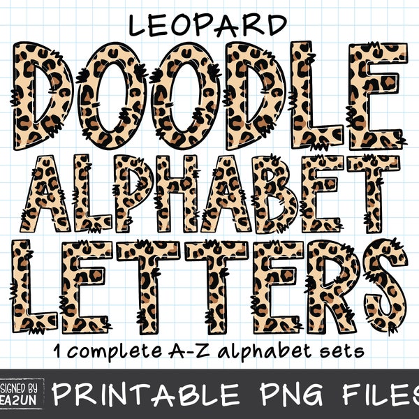 Leopard Alphabet PNG, Alphabet Sublimation, Alphabet Letters Bundle, Leopard Alphabet Letters PNG, Alphabet Clipart Doodles