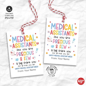Geschenkanhänger für die Anerkennungswoche für medizinische Assistenten - MA Week Favor Tag, Dankesetiketten für Gesundheitshelfer (PDF, JPG)