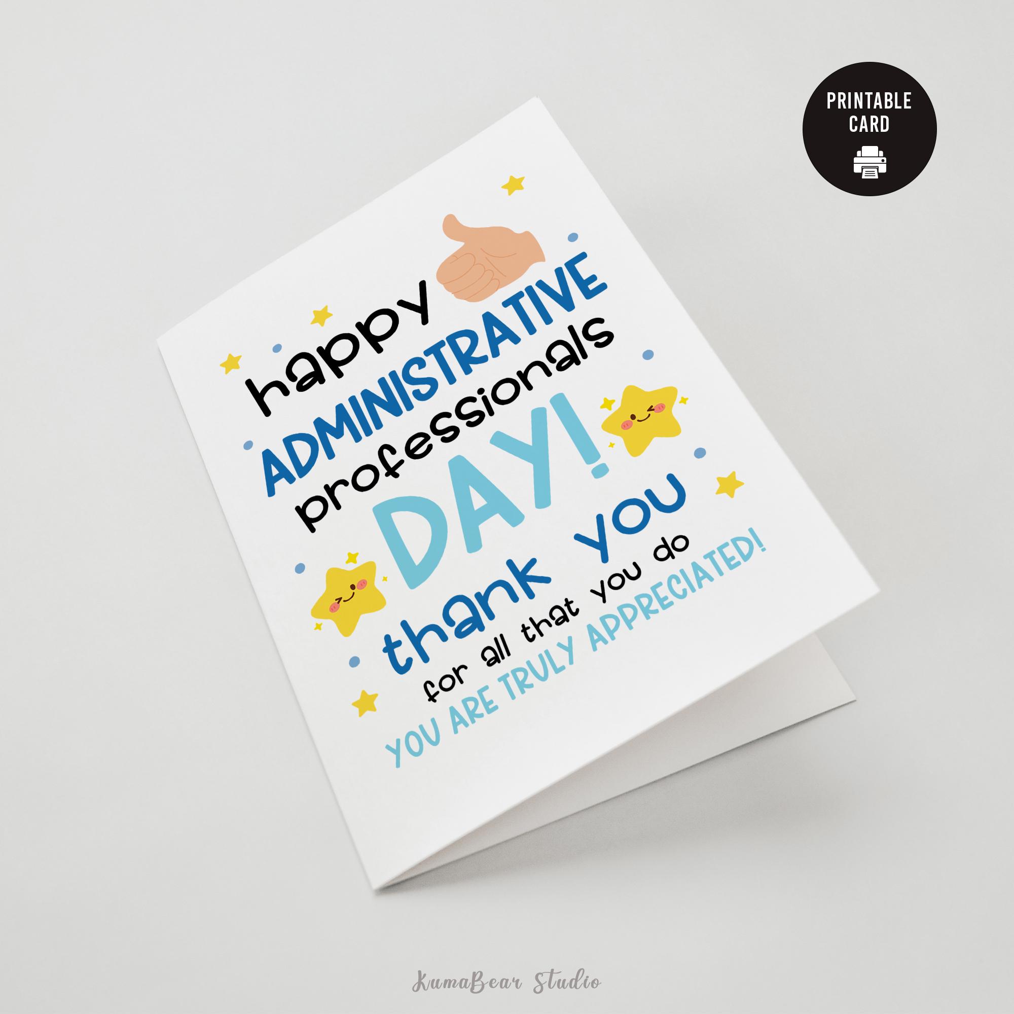 Administrative Professionals Day Card Printable, Admin Assistant ...
