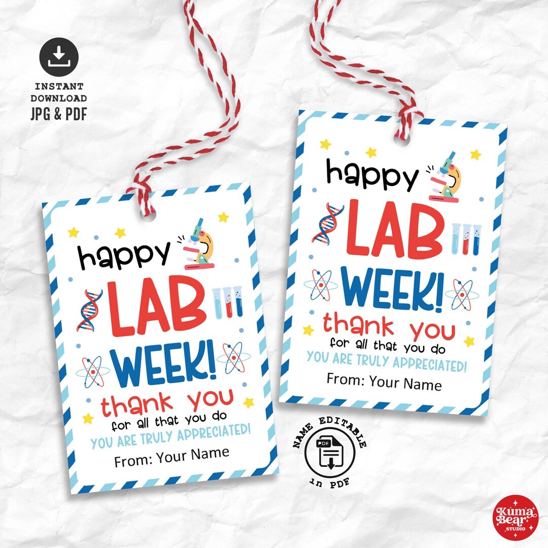 Medical Laboratory Professionals Week Tags, Lab Week Gift Tag Printable ...