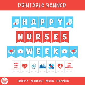 Nurse Appreciation Banner Printable, Happy Nurses Week Printable Banner, Nurse Appreciation Sign Printable Decorations, Thank You Nurses