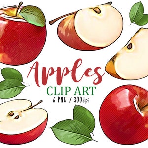 Apple Clip Art Digital Apples Autumn Fall Clipart Food Clip Art Apple Graphics for Scrapbooking Card Making Cupcake Toppers Paper Crafts