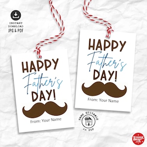 Etiqueta para impressão de Dia dos Pais, Etiqueta para presente de Feliz Dia dos Pais, Etiqueta para presente de Dia dos Pais, Etiquetas para presente de Dia dos Pais com bigode engraçado para impressão de Dia dos Pais