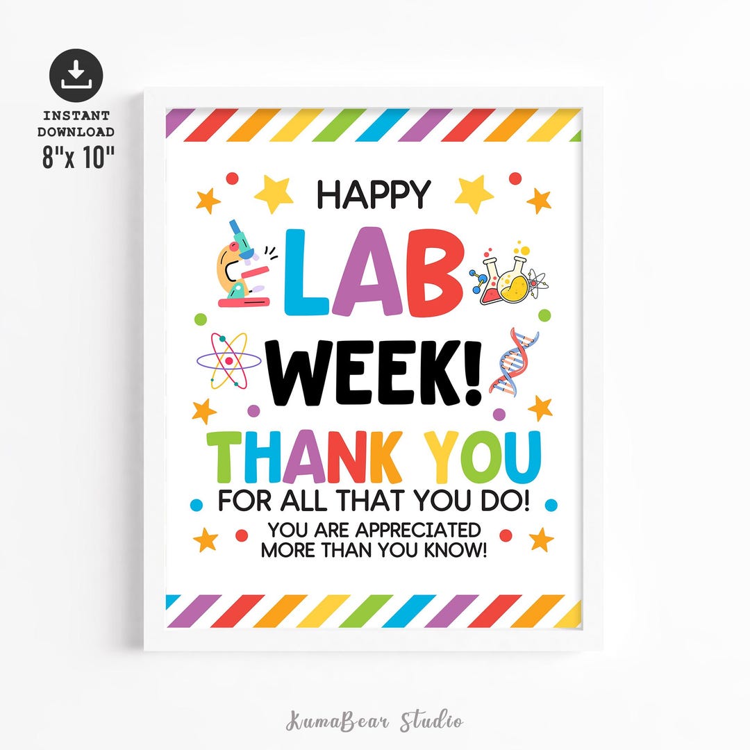 Lab Week Printable Sign, Medical Staff Appreciation Poster, Bulletin ...