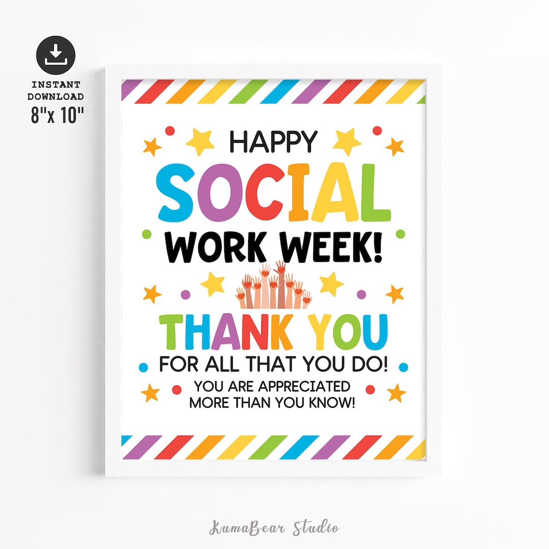 Social Work Week Sign Printable, Worker Appreciation Poster Wall Art ...