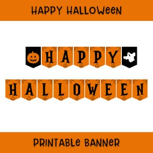 Halloween Banner Printable, Happy Halloween Bunting, Halloween Decor, Halloween Party Garland Decorations Instant Download