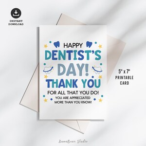 Karta dentystyczna z podziękowaniami, Karta z okazji Dnia dentysty, Karta z okazji Narodowego Dnia dentysty, Karta z pozdrowieniami z okazji Dnia dentysty do wydrukowania, Karta podarunkowa z podziękowaniami dla dentysty