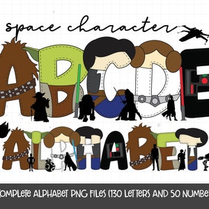 Star Space Wars Alphabet, Galaxy Wars Doodle Buchstaben & Zahlen, Alphabet PNG Sublimation, Star Space Wars Clipart Design, Birthady Boy PNG
