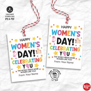 Afdrukbare tags voor Vrouwendag, afdrukbare cadeaukaartjes voor vrouwendag, afdrukbare tags voor internationale vrouwendag, cadeaukaartjes direct downloaden