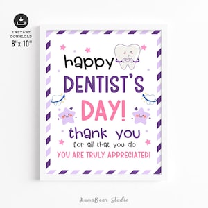 Narodowy Dzień Dentysty Znak, Znak Dnia Dentysty do druku, Prezent dla Dentysty, Znak Wdzięczności z okazji Dnia Dentysty, Plakat Dnia Dentysty do druku, Dentysta