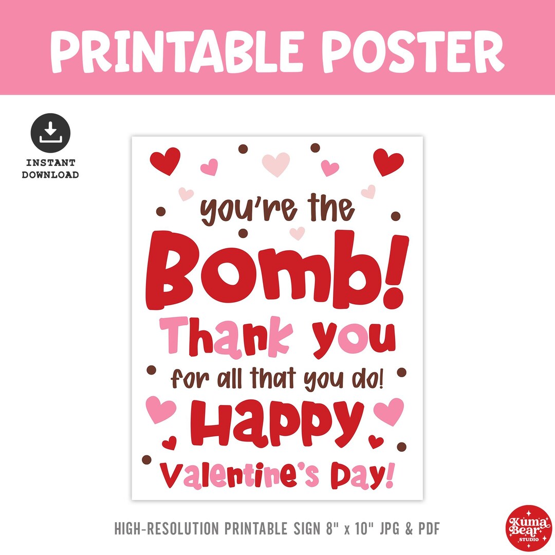Valentine's Day Treat Thank You Sign, Appreciation Poster Printable for ...