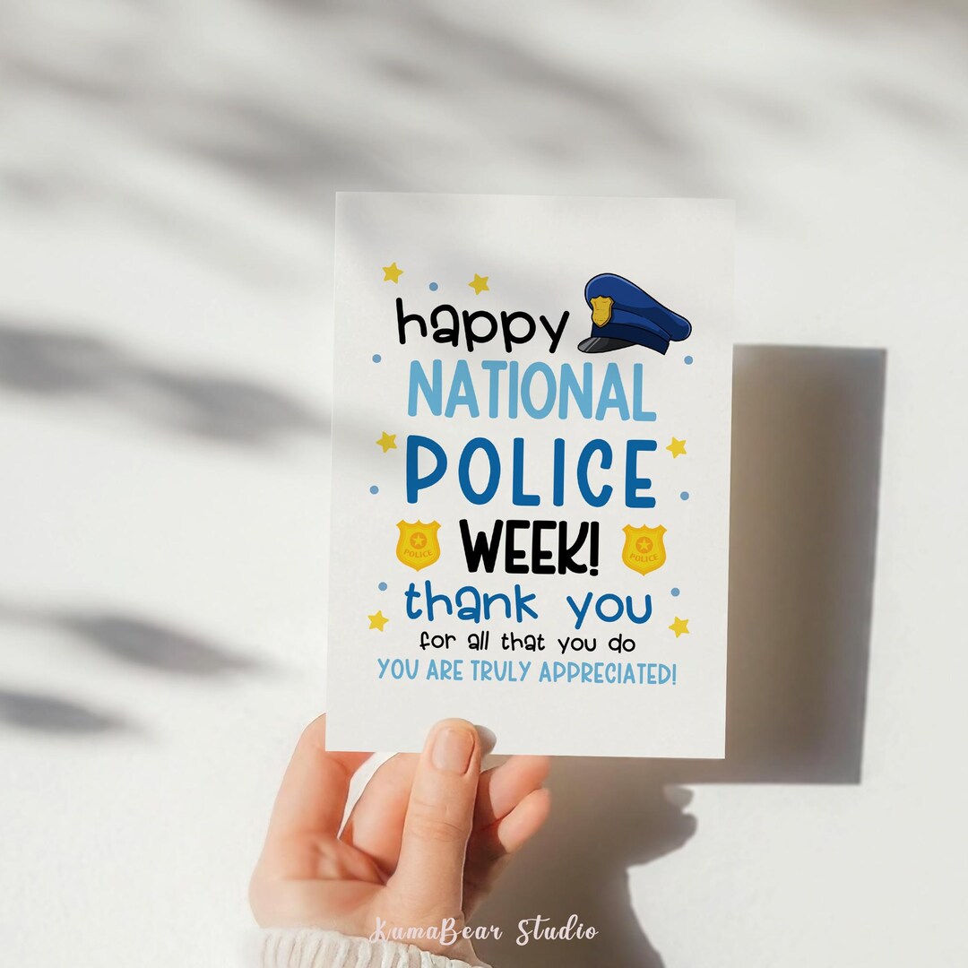 Police Week Greeting Card Printable, Thank You Card for Law Enforcement ...