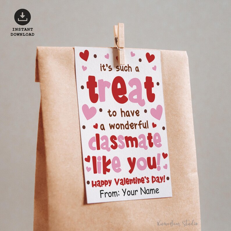 Editable Valentines Day Gift Tags, Classmate Valentine Treat Tags ...