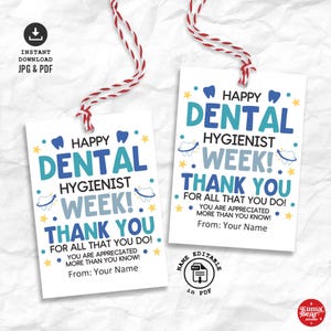 Etiqueta para impressão da Semana do Higienista Dental, Etiquetas para a Semana do Higienista Dental, Etiqueta para presente da Semana de agradecimento ao higienista dental para impressão, Etiquetas de agradecimento