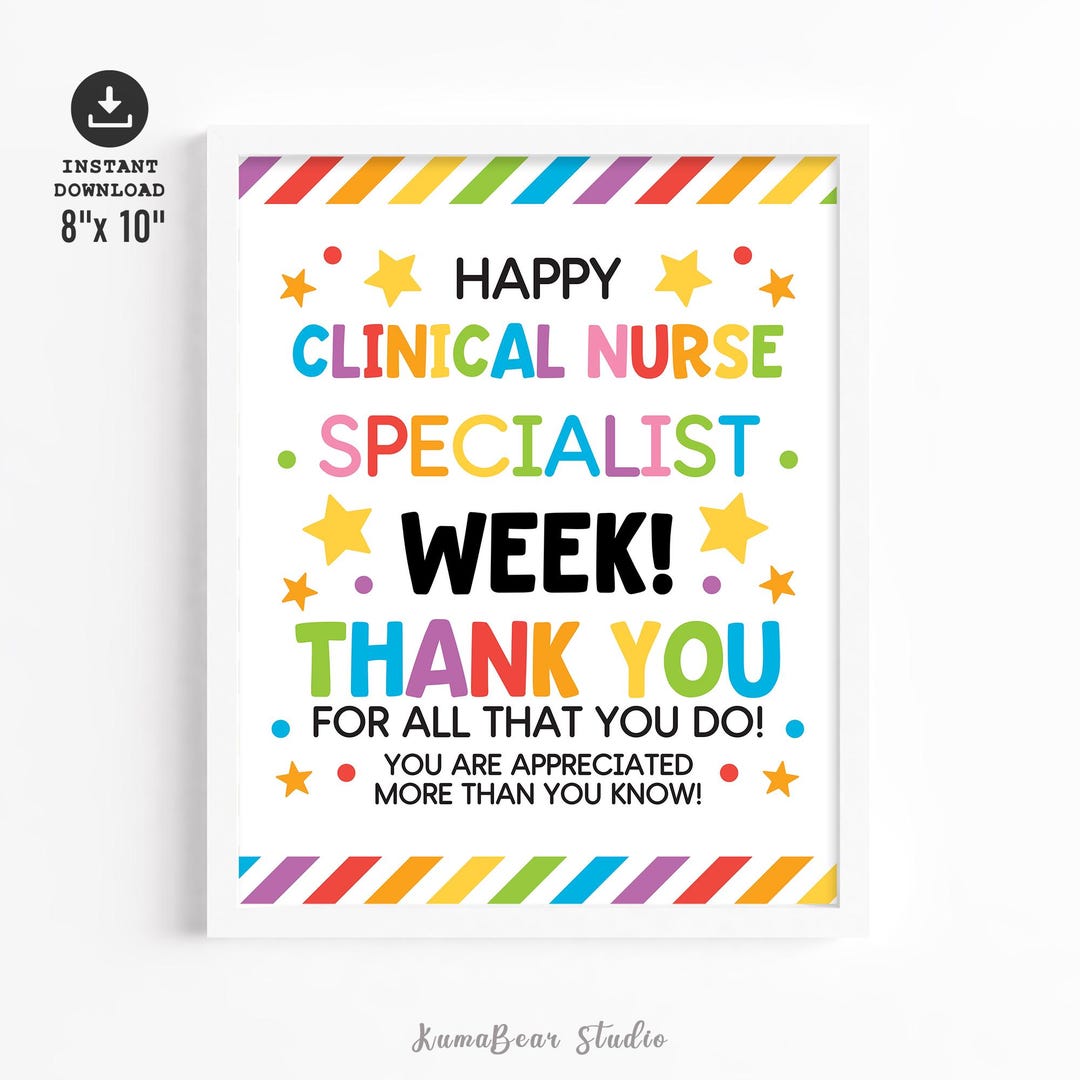 CNS Week Printable Poster: Clinical Nurse Specialist Appreciation Decor ...