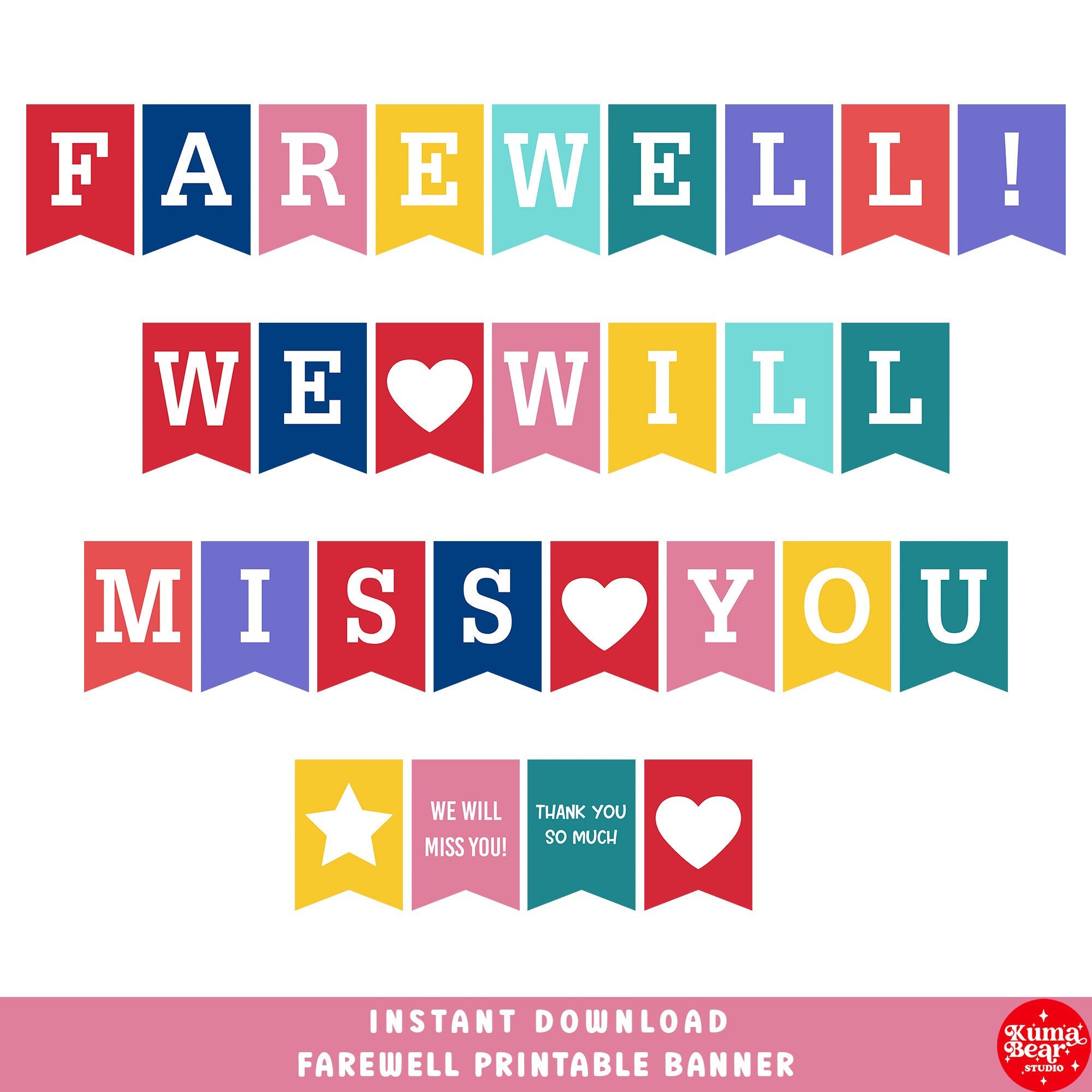 DIY Printable Banner Farewell Party Decor, We Will Miss You Banner, Retirement Decor, Going Away Party, Moving Celebrations Bunting Flag