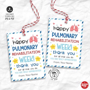 Pulmonale Reha-Woche druckbare Tag, Pulmonale Reha-Woche Geschenkanhänger, Lungenrehabilitation Tags, Cardiac Rehab Woche Geschenkanhänger zum Ausdrucken