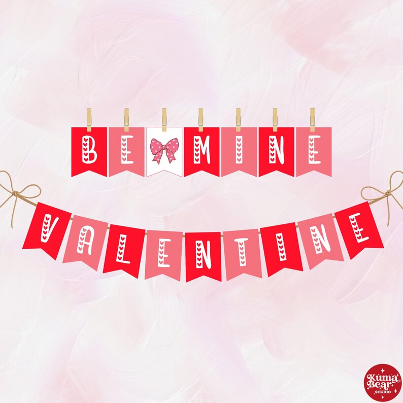 Be Mine Valentine Banner, Printable Valentine's Day Banner, XOXO ...