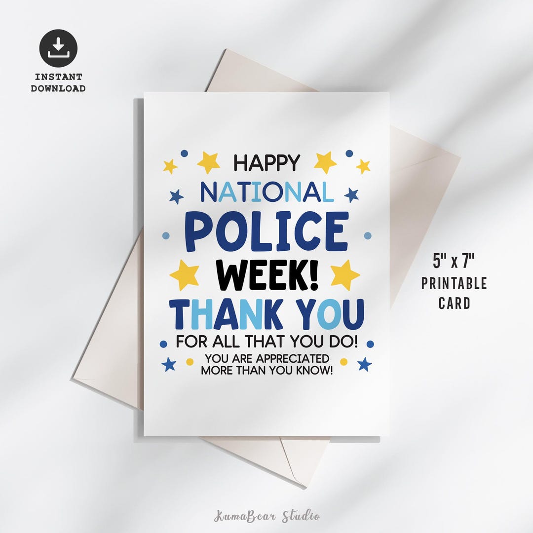 Police Appreciation Thank You Cards, Happy National Police Week ...