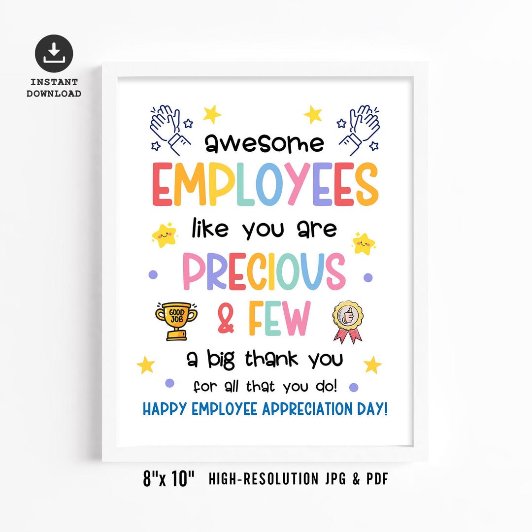 Employee Appreciation Day Sign Printable, Thank You Poster (JPG PDF ...