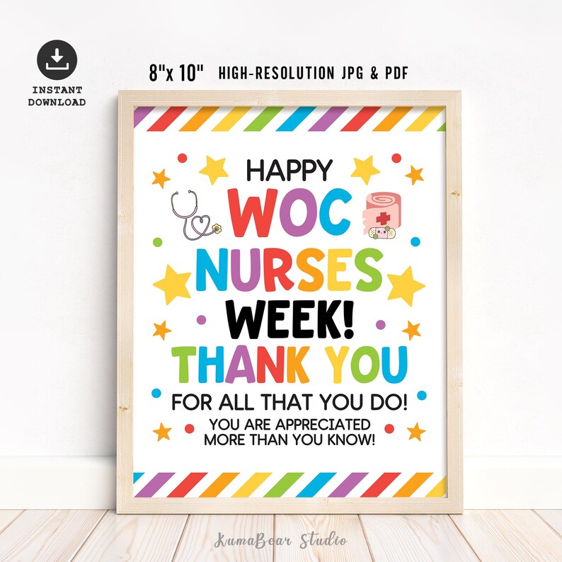 Nurses Week Lettering WOC Nurses Week Sign Printable, Wound Ostomy and Continence Nurse ...