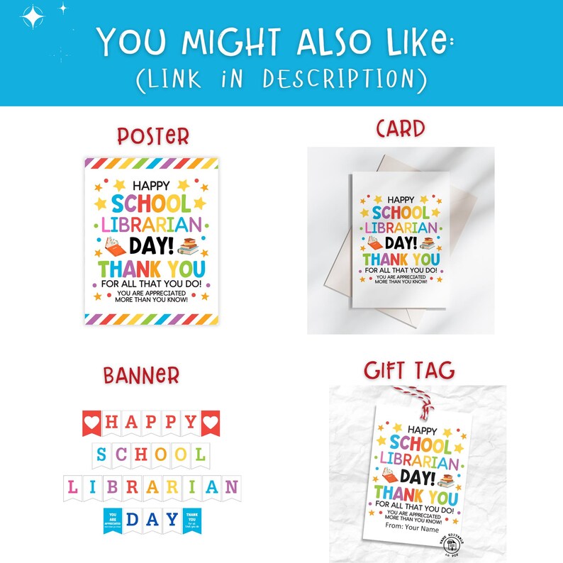 School Librarian Day Printable Sign, Library Staff Appreciation Thank ...