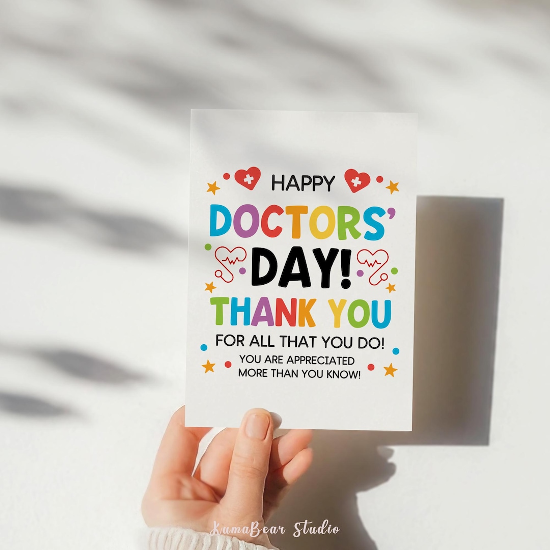 Doctors Day Printable Thank You Card, Physician Appreciation Greeting ...