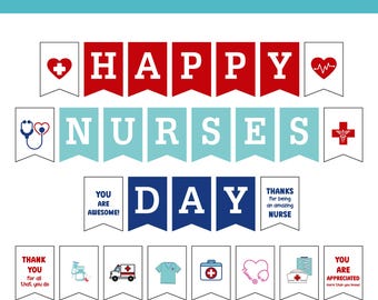Nurses Day Banner Printable, Nurse Appreciation Week Bunting Garland Decor