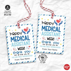 1 Woche Tags für Arzthelferin - MA Anerkennung Favor Tag, Wertschätzung Tags für medizinisches Personal (PDF, JPG)