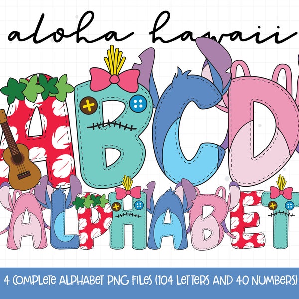 Kids PNG, Monster Alphabet PNG, Cartoon Sublimation, Kids Clipart Font PNG, Kids Alphabet Letters, Aloha Doodle Letters & Numbers
