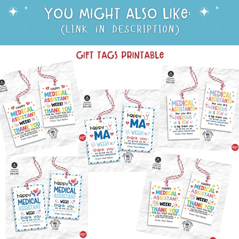 Medical Assistant Week Gift Tags – Printable MA Appreciation Thank You ...